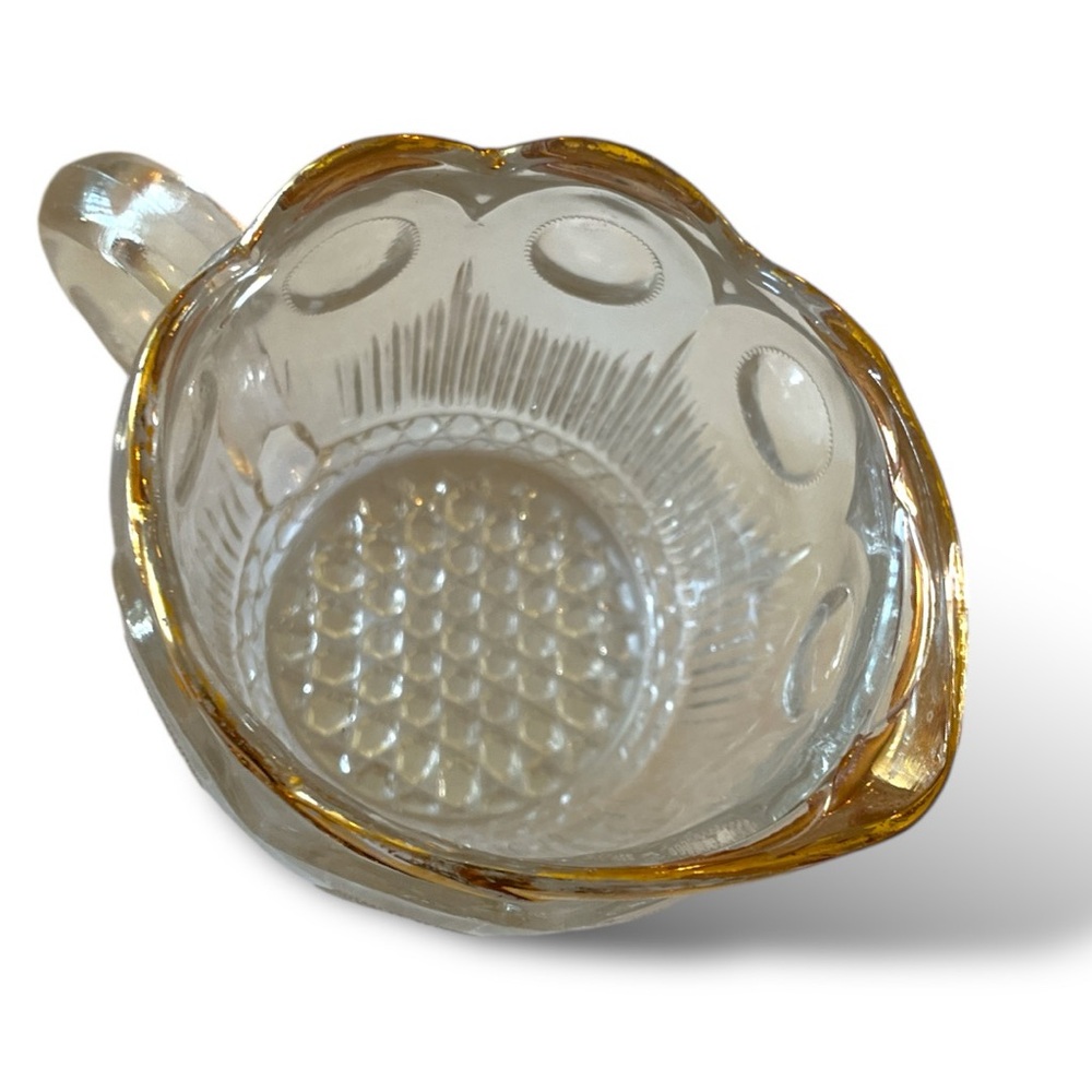 VTG Scalloped Gold Rimmed Pressed Glass Creamer by Bartlett Collins - Picture 4 of 11